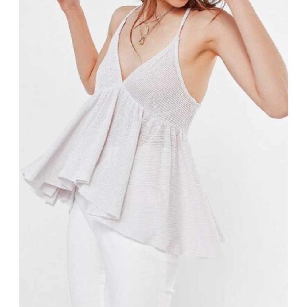 URBAN OUTFITTERS Cream Lola Thermal Babydoll Tank Top - X-Small